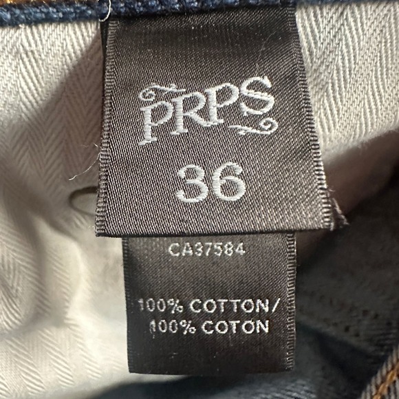 PRPS Le Sabre Jeans Mens 36 Distressed Paint Splatter Patchwork Indigo Tapered - Picture 13 of 16